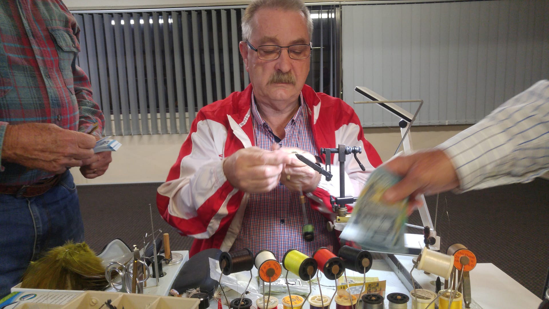 Fly tying at Lakeside fly fishing club